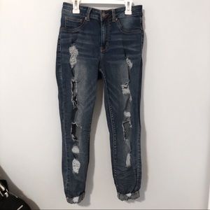 Maurices - destructed dark wash skinny jeans